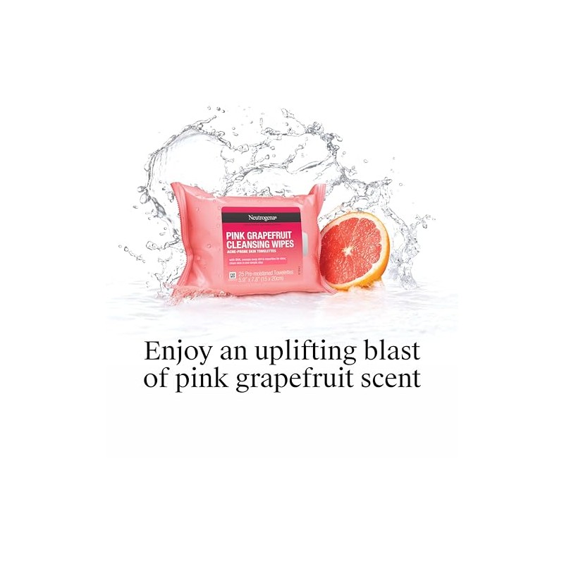 Neutrogena Twin Pack sin Aceite Limpiador Wipes, Pink Grapefruit