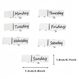 Byvood 14 PCs Black and White Magnetic Wooden Clips with Days of The Week Fridge Magnets Set, Whiteboard Magnet Clips for Refrigerator, Crafts, Calendars, Home, Kitchen, Locker and Office Use