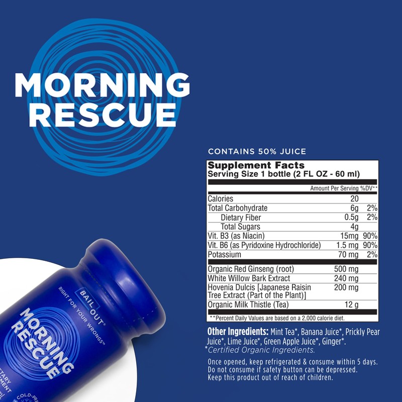 Bailout Wellness - Morning Rescue, Liquid Hydrating Drink, 2 Fluid