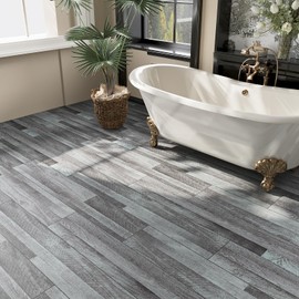 VEELIKE Grey Wood Vinyl Flooring Peel and Stick Vinyl Plank Flooring for Bedroom Kitchen 32-Pack 47 Sq. Ft. Bathroom Floor Tiles Peel and Stick Waterproof Laminate Wood Flooring Planks 6''x36''