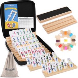 Mexican Train Dominoes Set with Numbers and 8 Wooden Racks,Double 12 Dominos Set for Kids, Adults Travel Mexican Train Set with 91 Colored Tiles and Upgrated Hub, Classic Board Games for Family Night