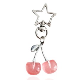 Meefisher Pink Cherry Star Keychain Bag Charms Keyring Cute Y2K Aesthetic Accessories for Women Car Keys Purse Backpack