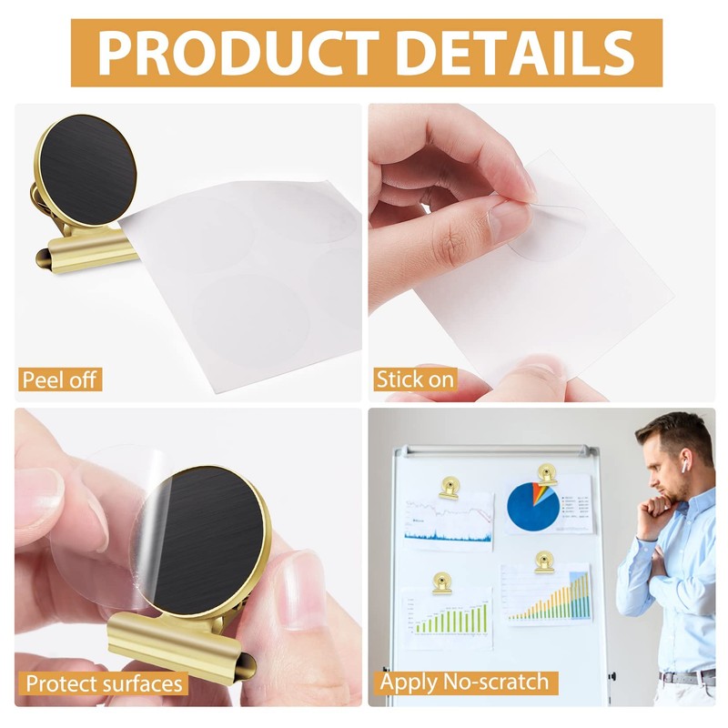 Artcut 8 Pack Gold Magnetic Clips - Strong Fridge &