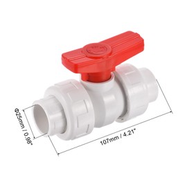 PATIKIL 25mm ID Double Union Ball Valve, 1 Pack PVC Socket Type Shut-Off Valve Switch for Water Flow Control, White