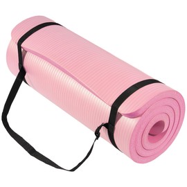 Aurorafy Yoga Mat 1-Inch Extra Thick High-Density Exercise Mat with Non-Slip Surface & Carry Strap for Men & Women Tear-Resistant Pilates Workout Mat for Home Gym, Floor Fitness, Pearly Pink