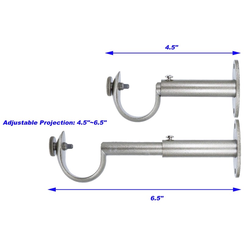 MERIVILLE Set of 2 Pewter Zinc Curtain Drapery Rod Bracket
