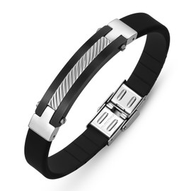 LUCKY2+7 Premium Silicone and Stainless Steel Bracelet for Men - Comfortable, Stylish, Outdoor Sports, Mens Bracelet.SL-191