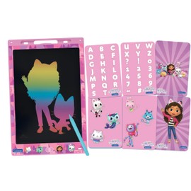 Lexibook, Gabby's Dollhouse Magic Slate Board Creative Toy 28cm Screen + Pen & 6 Stencils Pink CRT10GDH