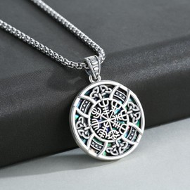 Celtic Knot Necklace 925 Sterling Silver ViKing Necklace/Cross Chain/Viking Pendant/Nordic Mythology Amulet/Lotus Necklace Amulet Jewellery for Men Women, Sterling Silver