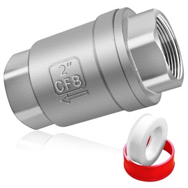Boltigen 2 inch Spring Check Valve, 304 Stainless Steel CF8 Non Return One Way Horizontal Check Valve, Vertical Inline Water Check Valve for Well, Pump, Tank, Backflow Prevention, WOG 1000