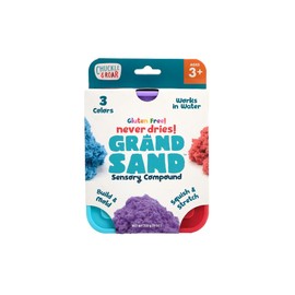 Chuckle & Roar Grand Sand Sensory 3-Pack – Never-Drying Tactile Construction Sand, Gluten-Free, Reusable, Works in Water, Creative Play for Kids Ages 3+