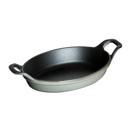 Staub Mini Oval Casserole Dish (15 cm, 0.25 Litre with Matt Black Enamel Inside the Casserole Dish, Graphite Grey)