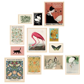 TRAMIN Eclectic Wall Decor, Vintage Eclectic Wall Art Prints, Modern Eclectic Home Decor, Retro Maximalist Decor Aesthetic, Colorful Boho Gallery Wall Prints for Bedroom Dorm (Unframed)