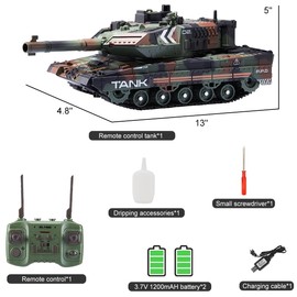 Hitish RC Tank - 2.4Ghz Remote Control Army Tank Toys with Auto Demo Sound Light Smoke - 13 Channel Military Vehicles Model Gift for Kids Adults Boys Age 6-8 9-12, Army Green