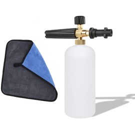 Boerni Snow Foam Lance Karcher High Pressure Foam Gun Lance Cannon Soap Dispenser Adjustable Gun Lance Nozzle Car Washer with Fiber Washing Cloth for K Series (K2/K3/K4/K5/K6/K7)