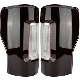 Tail Light Assembly Compatible With 2017-2019 Ford F-250 F-350 Super Duty Driver and Passenger Side Smoke Red Rear Brake Lamps Replacement Taillights (without Blind Spot) (without LED)