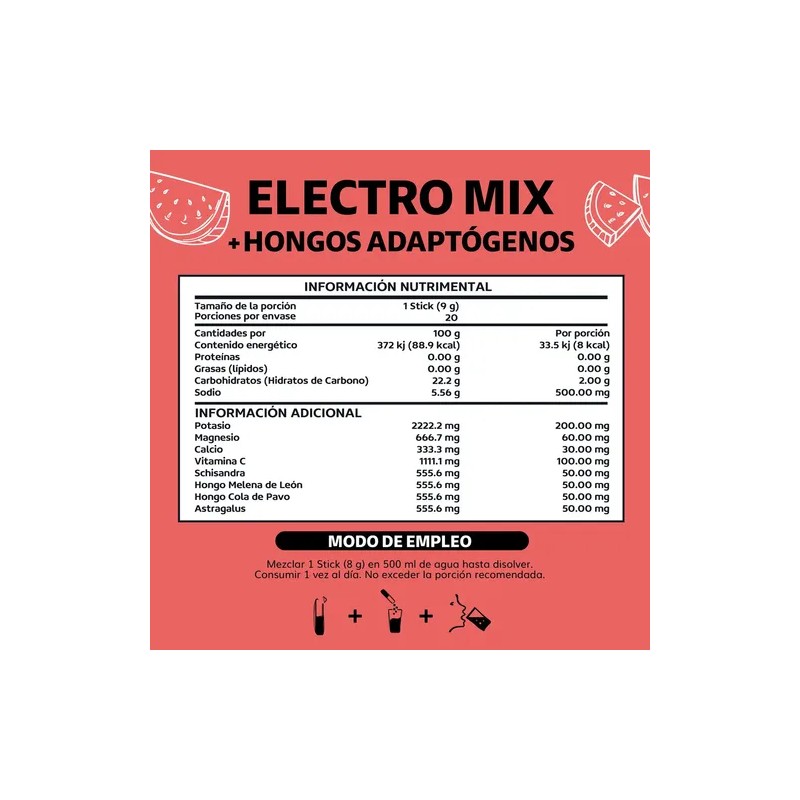 Electrolitos Hongos Adaptogenos Polvo Nootropico Energetizante Hidratación Baja Calorías Rehidratación