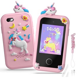 Kids Smart Phone Toys for Girls,Christmas Birthday Gifts for Girls Age 3-10 Kids Cell Phone Toys with 2.8" Touchscreen 20 Learning Games Dual Camera Music Player, 8G SD Card