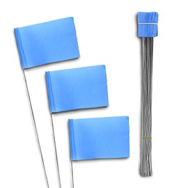 AdirPro 2''x3'' Stake Flags - 100 Pack Pet Boundary Flag -Marking Pennant - Durable Reusable Flag Stakes for Easy Identification Perfect for Surveying Safety Marking and Other Industrial Use (Blue)