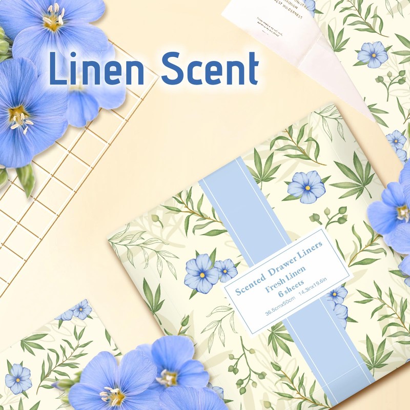 Scent-Hi Scented Drawer Liners, Linen Scent Paper Liners for Drawers,
