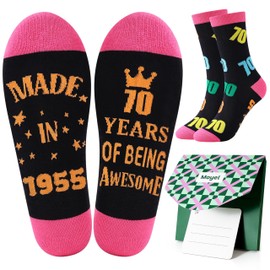 Moyel 70th Birthday Gifts for Women 1955 Funny Socks Women 6-9 Female 70th Birthday Presents for Her Unusual Gifts for 70 Year Old Woman Auntie Sister Grandma Mum Friends Born in 1955