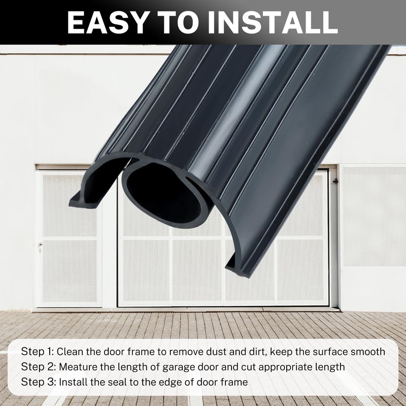 NATGAI 16FT Garage Door Seal Bottom Rubber, EPDM Weatherproof Strip,