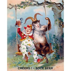 Boy Pierrot Clown Goat Cheers Bock Beer Drink Vintage Poster Repro Standard Image Size for Framing (16" X 20" Image Rolled Up Canvas)