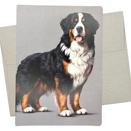 Whitman and Daughter Bernese Mountain Dog Card (1 Premium Card, 5X7 Inches) dog card blank for all occasions like happy birthday, thinking of you or get well wishes - 661