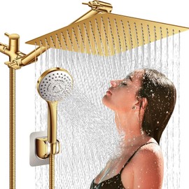 Cabezal de ducha de 12 pulgadas con ducha de mano, combo de cabezal de ducha tipo lluvia de alta presión con brazo de extensión ajustable de 11 pulgadas, cabezal de ducha de mano de 5