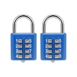sourcing map 8-Digit Combination Padlock Push Button Lock for Locker Cabinet Blue 2Pcs