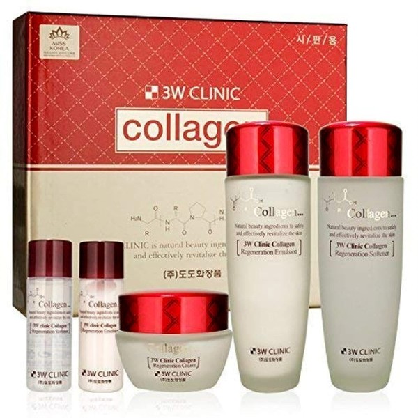3W Clinic Collagen Skin Care 3 Set : Softener, Emulsion,