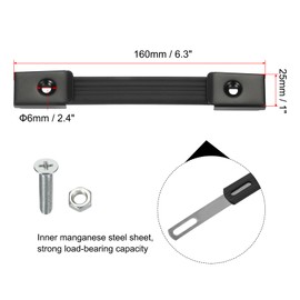 PATIKIL Strap Handle Replacement 6.3 Inch, Rubber Ampere Handles Pull with Metal Caps Luggage Spare Strap Handle Grip for Suitcase Box Case Speaker Cabinet, Black