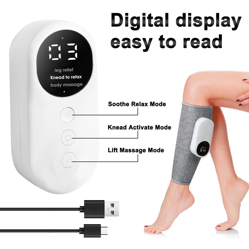Leg Massager with Heating Function, Cordless Calf Massager with Heat,