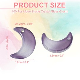 sourcing map 100 Pcs Crystal Charm, Glass Moon Crystal Beads Tiny Hanging Moon Pendant with Gold Foil for Jewelry Making Bracelet Necklace Earring DIY Craft, Gradient Gray