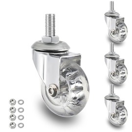 Casters Wheels 2 inch,8X25mm Stem Caster Wheels for Furniture, Crystal Clear Wheels for Ottaman,Furniture Casters-Rolling Castors with 360 Degree Plate
