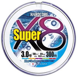 DUEL H4327-5C PE Line Fishing Line HARDCORE Super X8 [Line Fishing Line High Strength High Sensitivity] No. 3.0 No. 300m 5 Colors