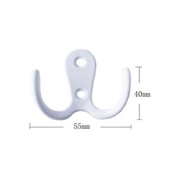 Meiyea 4 Pcs Double Forked Robe Hooks,Wall Mounted Clothes Hanger,Suitable for Vintage Metal Hangers in Bathrooms and Bedrooms,with 8 Screws-White