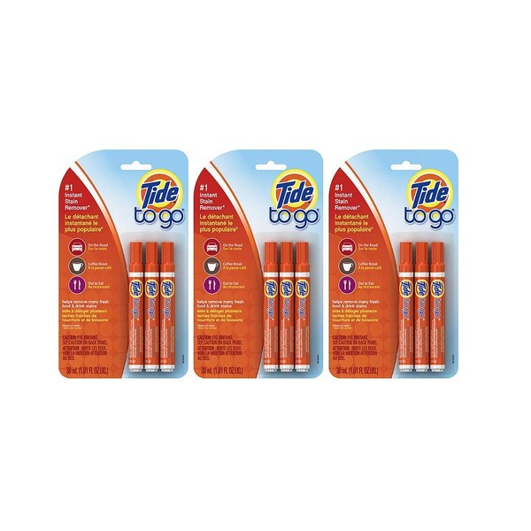 Tide to Go Instant Stain Remover Liquid Pen,Pack of 9