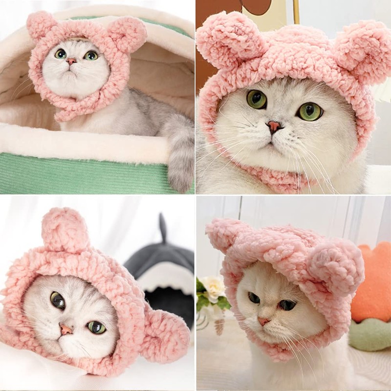 JOICEE Cute Cat Costume Warm Bear Hat for Cat Adjustable