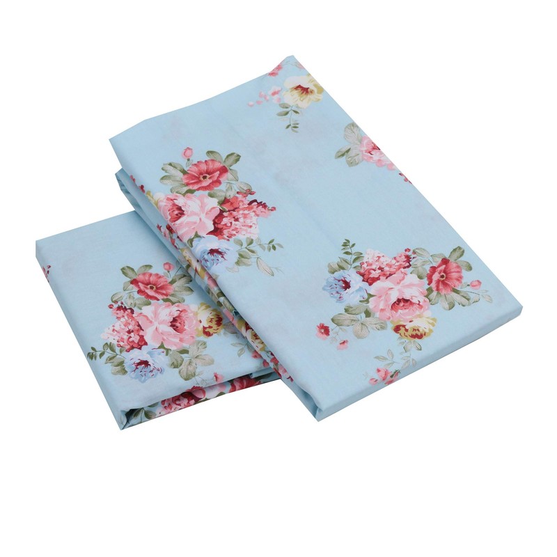 2 Pack Queen Floral Bed Pillow Pillowcases, 100% Cotton Blue