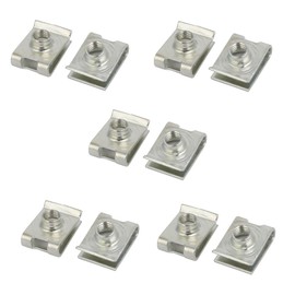 sourcingmap Fit M6 Screw Manganese Steel U Clip Nut Silver Tone 19mm x 14mm 10pcs