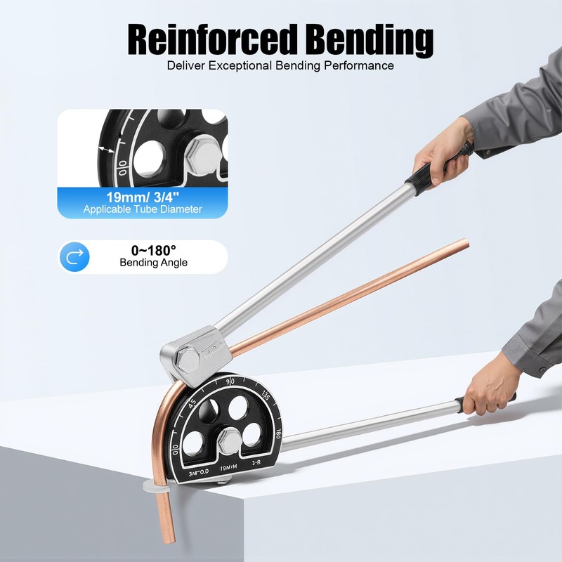 HAPPCUCOE 3/4'' 19mm Manual Tube Pipe Bender 180°Plumbing Tools Bending
