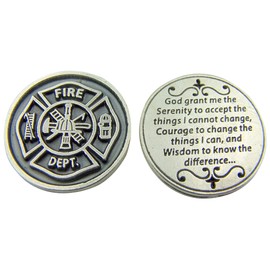 Religious Gift Fire Department Fireman Protection Token with Serenity Prayer on Back