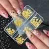 Muorruo 6 Grid Beach Nail Charms, Golden Shell Nail Rhinestones,