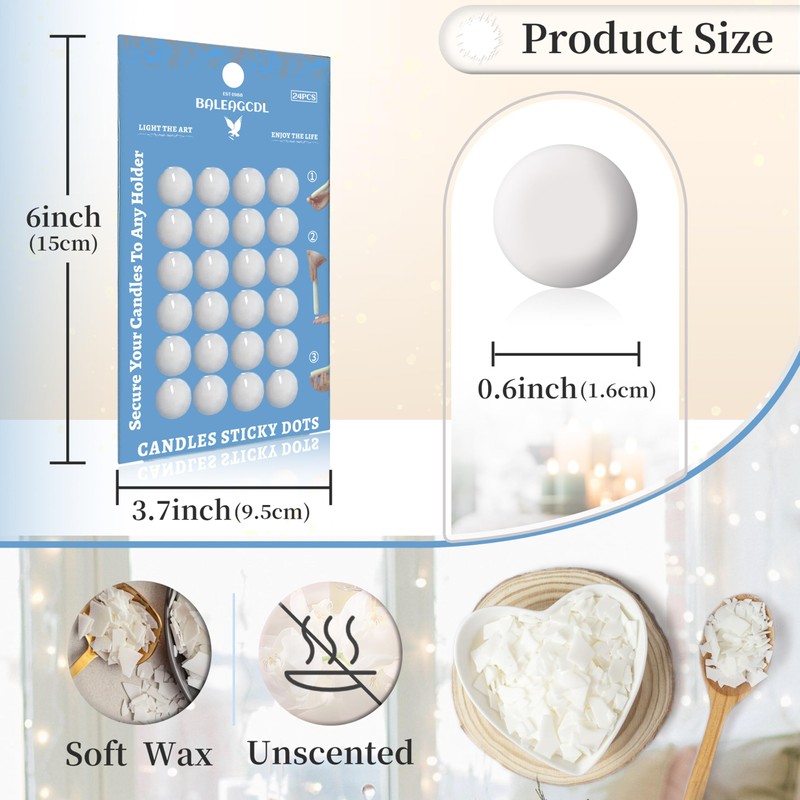 Taper Candle Sticky Dots - White Wax Candle Adhesive Dots