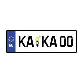 Toilet Sign, Toilet Sign "KAKA? Unisex, Number Plate