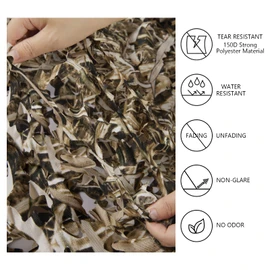 BASSDASH Camo Netting with Back Meshing Camouflage Mesh Water Resistant for Hunting Blind Theme Decoration Sunshade Cover