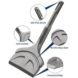 SDS Plus Chisel, Firecore 3 In. by 6.5 In. Tile Removal Bits for SDS Plus Rotary Hammer Drill Attachments, Steel Shovel Scaling Flat Chisel Tool for Removing Cement Tile Thinset Mortar Vinyl