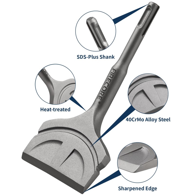 SDS Plus Chisel, Firecore 3 In. by 6.5 In. Tile