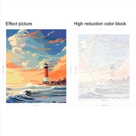 SDYJQ Paint by Numbers Lighthouse, Beach Paint by Numbers Kit for Adults, DIY Oil Painting for Home Wall Decor 16 x 20 Inch